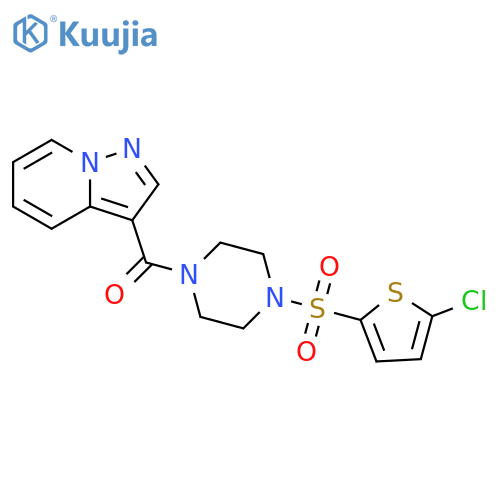 1-[(5-chlorothiophen-2-yl)sulfonyl]-4-{pyrazolo[1,5-a]pyridine-3-carbonyl}piperazine structure