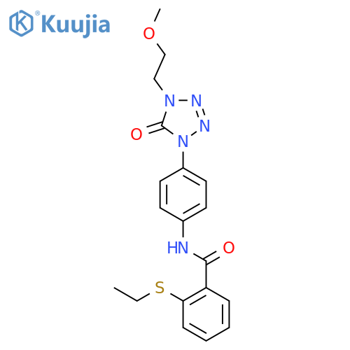 2-(ethylsulfanyl)-N-{4-4-(2-methoxyethyl)-5-oxo-4,5-dihydro-1H-1,2,3,4-tetrazol-1-ylphenyl}benzamide structure