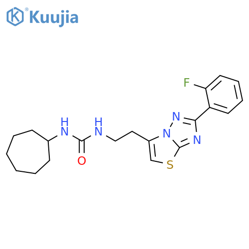 1-cycloheptyl-3-{2-[2-(2-fluorophenyl)-[1,2,4]triazolo[3,2-b][1,3]thiazol-6-yl]ethyl}urea structure