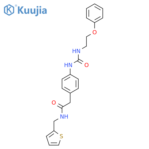 2-(4-{[(2-phenoxyethyl)carbamoyl]amino}phenyl)-N-[(thiophen-2-yl)methyl]acetamide structure