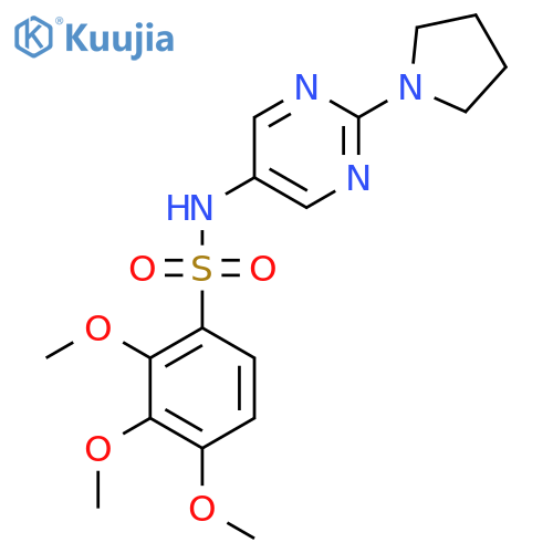 2,3,4-trimethoxy-N-2-(pyrrolidin-1-yl)pyrimidin-5-ylbenzene-1-sulfonamide structure