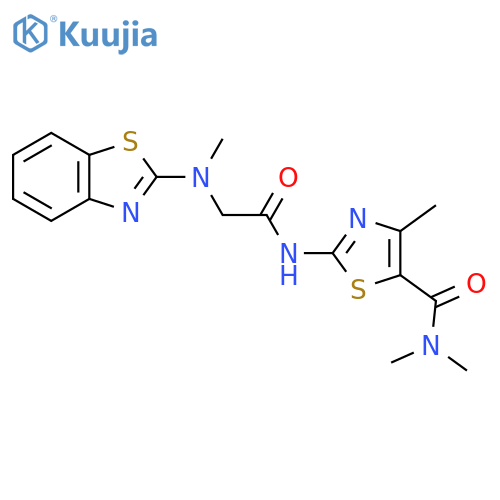 2-{2-(1,3-benzothiazol-2-yl)(methyl)aminoacetamido}-N,N,4-trimethyl-1,3-thiazole-5-carboxamide structure