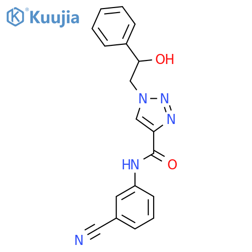 N-(3-cyanophenyl)-1-(2-hydroxy-2-phenylethyl)-1H-1,2,3-triazole-4-carboxamide structure