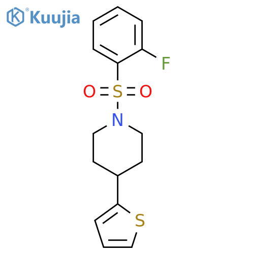 1-(2-fluorobenzenesulfonyl)-4-(thiophen-2-yl)piperidine structure
