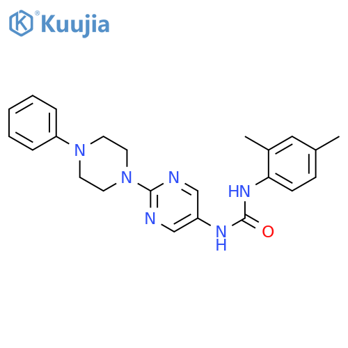 1-(2,4-dimethylphenyl)-3-2-(4-phenylpiperazin-1-yl)pyrimidin-5-ylurea structure