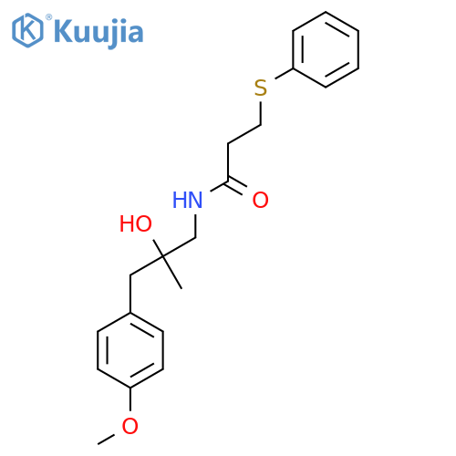 N-{2-hydroxy-2-(4-methoxyphenyl)methylpropyl}-3-(phenylsulfanyl)propanamide structure