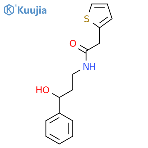 N-(3-hydroxy-3-phenylpropyl)-2-(thiophen-2-yl)acetamide structure