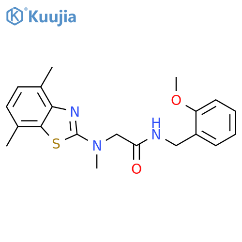 2-(4,7-dimethyl-1,3-benzothiazol-2-yl)(methyl)amino-N-(2-methoxyphenyl)methylacetamide structure