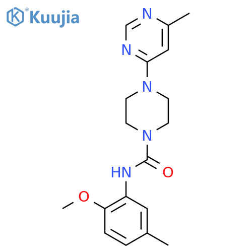 N-(2-methoxy-5-methylphenyl)-4-(6-methylpyrimidin-4-yl)piperazine-1-carboxamide structure