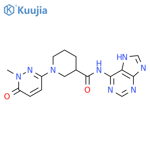 1-(1-methyl-6-oxo-1,6-dihydropyridazin-3-yl)-N-(9H-purin-6-yl)piperidine-3-carboxamide structure
