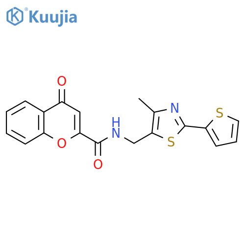 N-{[4-methyl-2-(thiophen-2-yl)-1,3-thiazol-5-yl]methyl}-4-oxo-4H-chromene-2-carboxamide structure