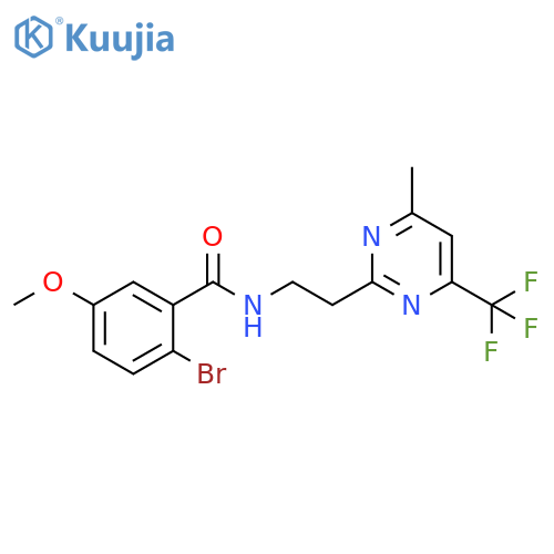 2-bromo-5-methoxy-N-{2-[4-methyl-6-(trifluoromethyl)pyrimidin-2-yl]ethyl}benzamide structure