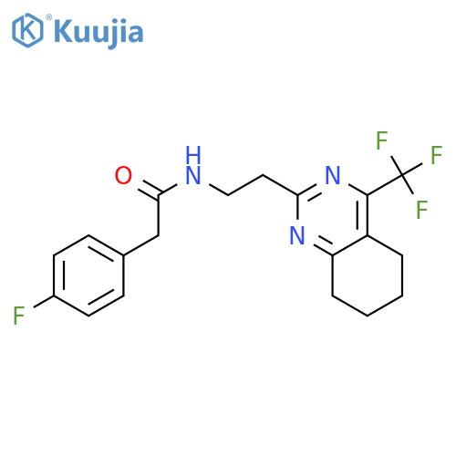 2-(4-fluorophenyl)-N-{2-[4-(trifluoromethyl)-5,6,7,8-tetrahydroquinazolin-2-yl]ethyl}acetamide structure