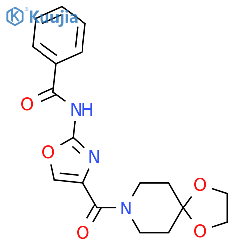 N-(4-{1,4-dioxa-8-azaspiro4.5decane-8-carbonyl}-1,3-oxazol-2-yl)benzamide structure