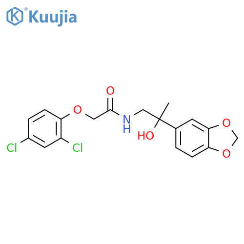N-2-(2H-1,3-benzodioxol-5-yl)-2-hydroxypropyl-2-(2,4-dichlorophenoxy)acetamide structure