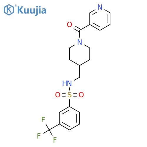 N-{[1-(pyridine-3-carbonyl)piperidin-4-yl]methyl}-3-(trifluoromethyl)benzene-1-sulfonamide structure