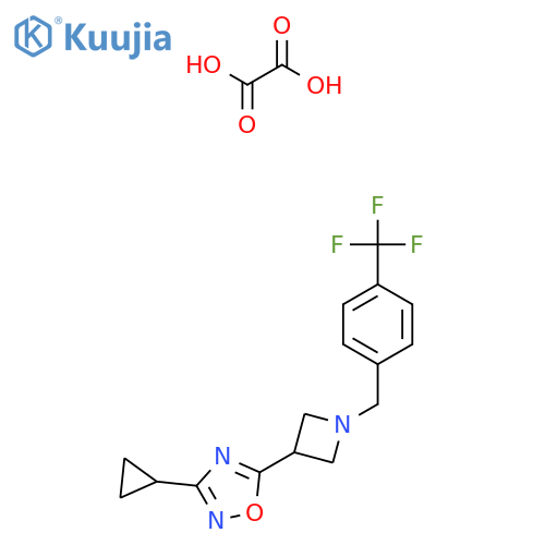 3-cyclopropyl-5-(1-{[4-(trifluoromethyl)phenyl]methyl}azetidin-3-yl)-1,2,4-oxadiazole; oxalic acid structure