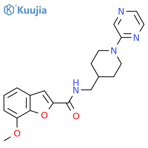 7-methoxy-N-{1-(pyrazin-2-yl)piperidin-4-ylmethyl}-1-benzofuran-2-carboxamide structure