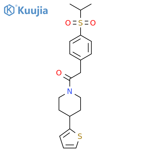 2-4-(propane-2-sulfonyl)phenyl-1-4-(thiophen-2-yl)piperidin-1-ylethan-1-one structure