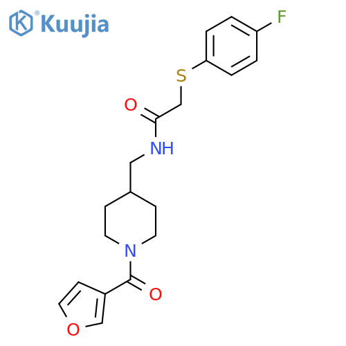 2-(4-fluorophenyl)sulfanyl-N-{1-(furan-3-carbonyl)piperidin-4-ylmethyl}acetamide structure