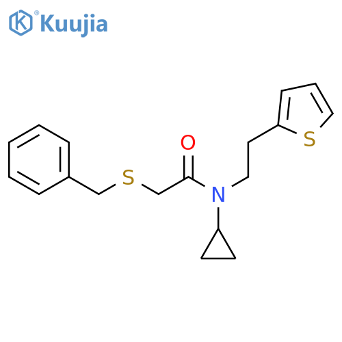 2-(benzylsulfanyl)-N-cyclopropyl-N-[2-(thiophen-2-yl)ethyl]acetamide structure