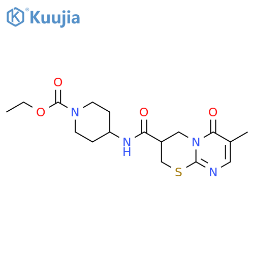 ethyl 4-{7-methyl-6-oxo-2H,3H,4H,6H-pyrimido2,1-b1,3thiazine-3-amido}piperidine-1-carboxylate structure