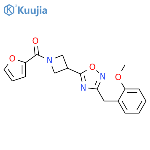 5-1-(furan-2-carbonyl)azetidin-3-yl-3-(2-methoxyphenyl)methyl-1,2,4-oxadiazole structure