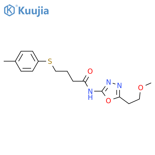 N-[5-(2-methoxyethyl)-1,3,4-oxadiazol-2-yl]-4-[(4-methylphenyl)sulfanyl]butanamide structure
