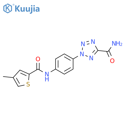 2-[4-(4-methylthiophene-2-amido)phenyl]-2H-1,2,3,4-tetrazole-5-carboxamide structure