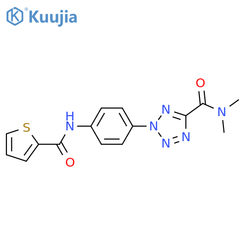 N,N-dimethyl-2-4-(thiophene-2-amido)phenyl-2H-1,2,3,4-tetrazole-5-carboxamide structure