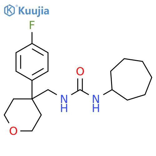 1-cycloheptyl-3-{[4-(4-fluorophenyl)oxan-4-yl]methyl}urea structure