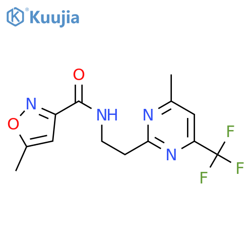 5-methyl-N-{2-[4-methyl-6-(trifluoromethyl)pyrimidin-2-yl]ethyl}-1,2-oxazole-3-carboxamide structure