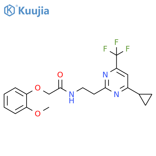 N-{2-[4-cyclopropyl-6-(trifluoromethyl)pyrimidin-2-yl]ethyl}-2-(2-methoxyphenoxy)acetamide structure