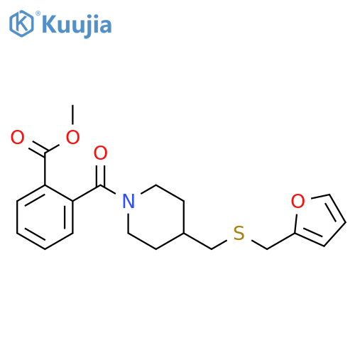 methyl 2-[4-({[(furan-2-yl)methyl]sulfanyl}methyl)piperidine-1-carbonyl]benzoate structure