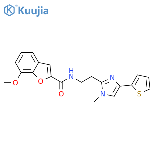 7-methoxy-N-{2-[1-methyl-4-(thiophen-2-yl)-1H-imidazol-2-yl]ethyl}-1-benzofuran-2-carboxamide structure