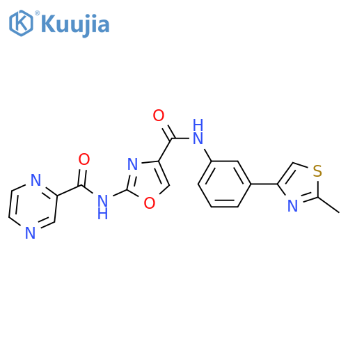 N-(4-{3-(2-methyl-1,3-thiazol-4-yl)phenylcarbamoyl}-1,3-oxazol-2-yl)pyrazine-2-carboxamide structure