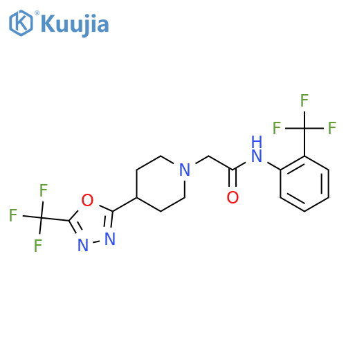 2-{4-5-(trifluoromethyl)-1,3,4-oxadiazol-2-ylpiperidin-1-yl}-N-2-(trifluoromethyl)phenylacetamide structure