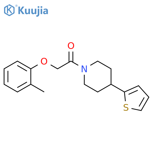 2-(2-methylphenoxy)-1-4-(thiophen-2-yl)piperidin-1-ylethan-1-one structure