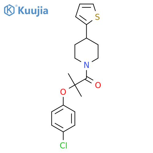 2-(4-chlorophenoxy)-2-methyl-1-4-(thiophen-2-yl)piperidin-1-ylpropan-1-one structure