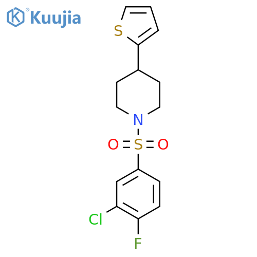 1-(3-chloro-4-fluorobenzenesulfonyl)-4-(thiophen-2-yl)piperidine structure