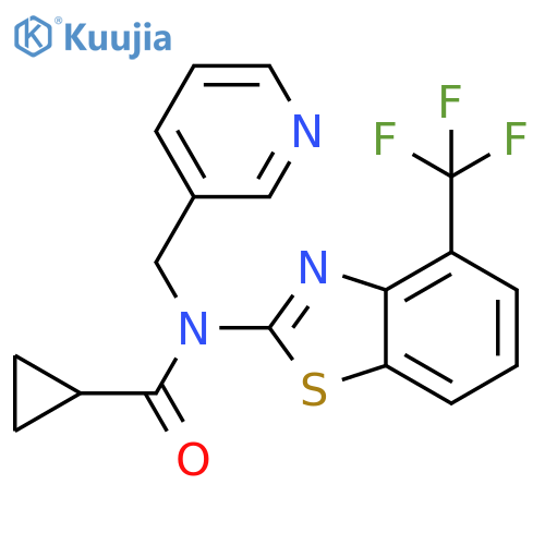 N-[(pyridin-3-yl)methyl]-N-[4-(trifluoromethyl)-1,3-benzothiazol-2-yl]cyclopropanecarboxamide structure