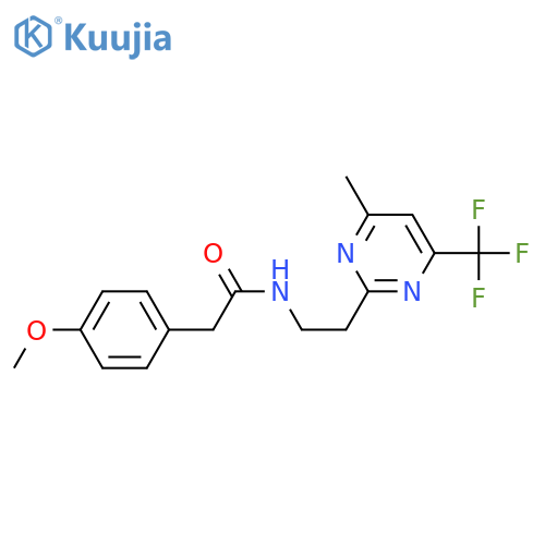 2-(4-methoxyphenyl)-N-{2-[4-methyl-6-(trifluoromethyl)pyrimidin-2-yl]ethyl}acetamide structure