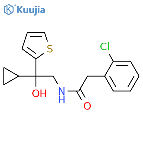 2-(2-chlorophenyl)-N-2-cyclopropyl-2-hydroxy-2-(thiophen-2-yl)ethylacetamide structure