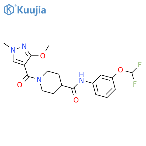 N-3-(difluoromethoxy)phenyl-1-(3-methoxy-1-methyl-1H-pyrazole-4-carbonyl)piperidine-4-carboxamide structure