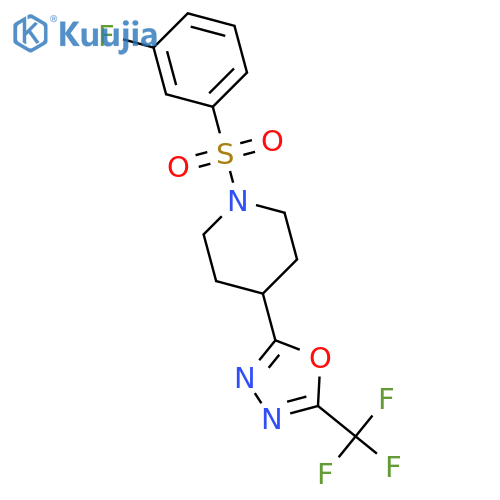 1-(3-fluorobenzenesulfonyl)-4-5-(trifluoromethyl)-1,3,4-oxadiazol-2-ylpiperidine structure