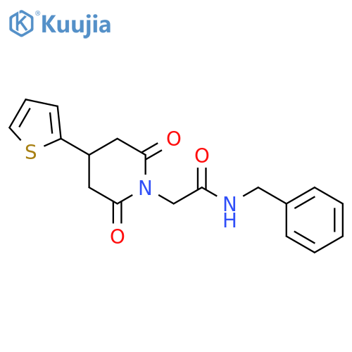 N-benzyl-2-[2,6-dioxo-4-(thiophen-2-yl)piperidin-1-yl]acetamide structure