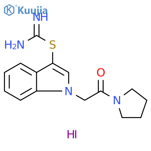 ({1-[2-oxo-2-(pyrrolidin-1-yl)ethyl]-1H-indol-3-yl}sulfanyl)methanimidamide hydroiodide structure