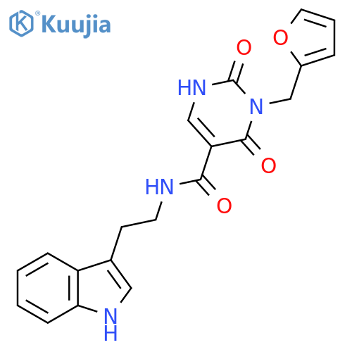 N-(2-(1H-indol-3-yl)ethyl)-3-(furan-2-ylmethyl)-2,4-dioxo-1,2,3,4-tetrahydropyrimidine-5-carboxamide structure