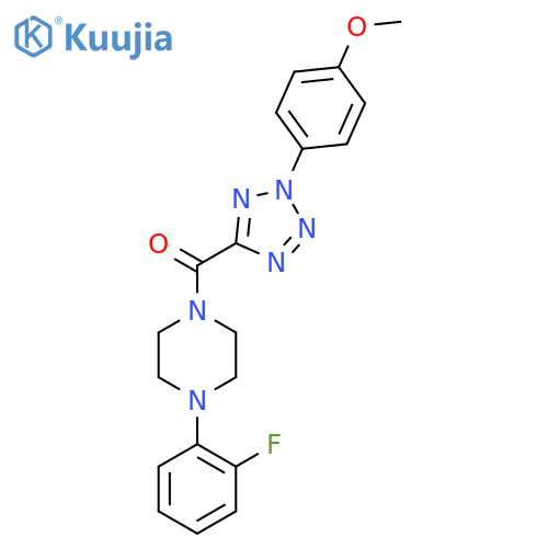 1-(2-fluorophenyl)-4-2-(4-methoxyphenyl)-2H-1,2,3,4-tetrazole-5-carbonylpiperazine structure