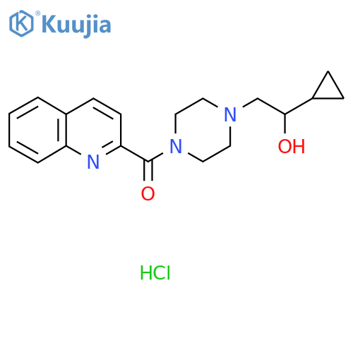 1-cyclopropyl-2-[4-(quinoline-2-carbonyl)piperazin-1-yl]ethan-1-ol hydrochloride structure